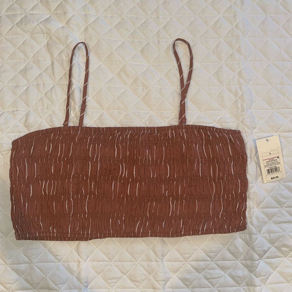 Dusty rose colored crop top/tube top detachable straps. Size Large. NWT